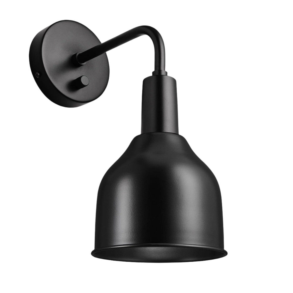 Black Sleek 7 Inch Cone Wall Light with Black Holder Product Code SL-CWL7-BK-BKH