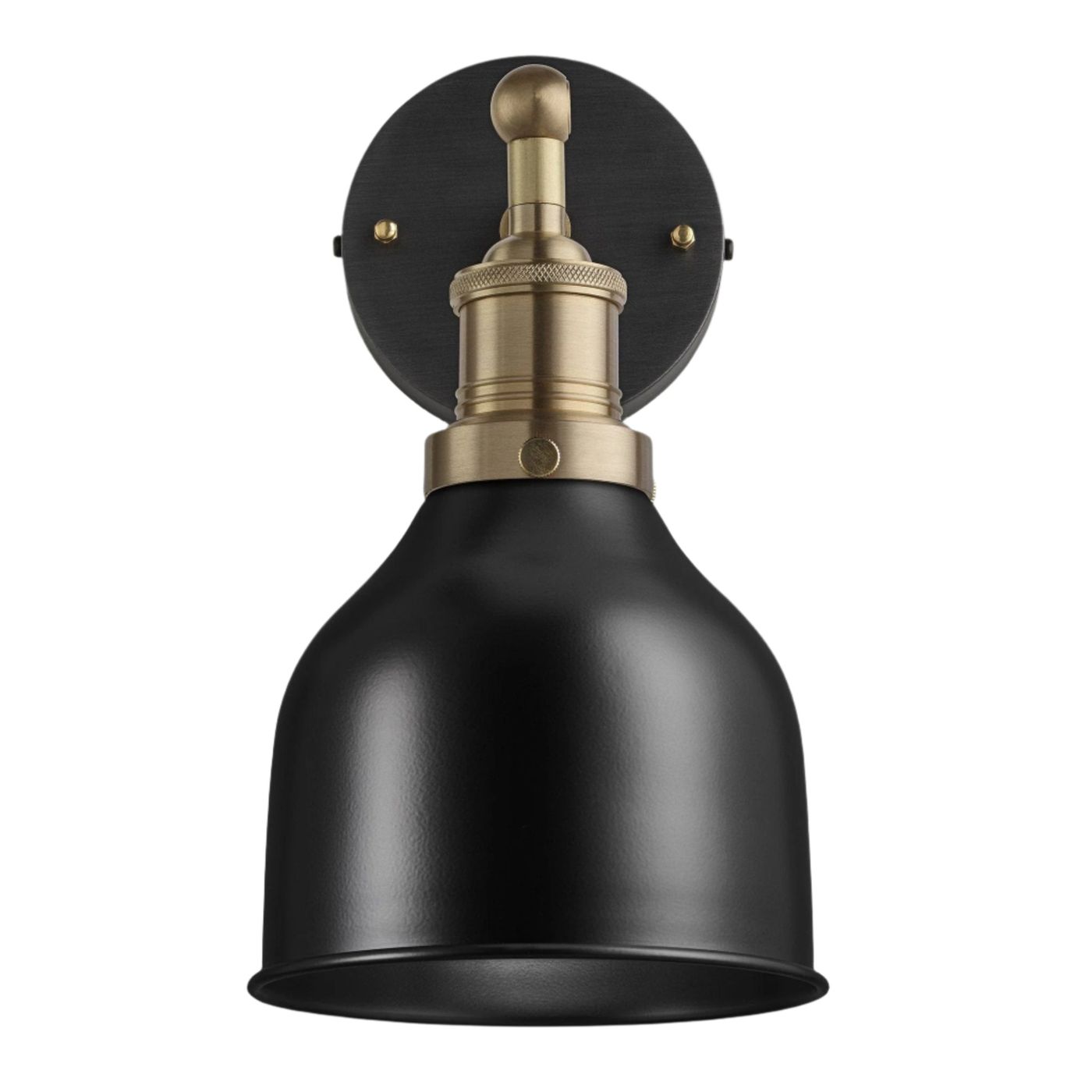 Black Brooklyn Cone Wall Light in 7 Inch with Brass Holder, Product code is BR-CWL7-BK-BH