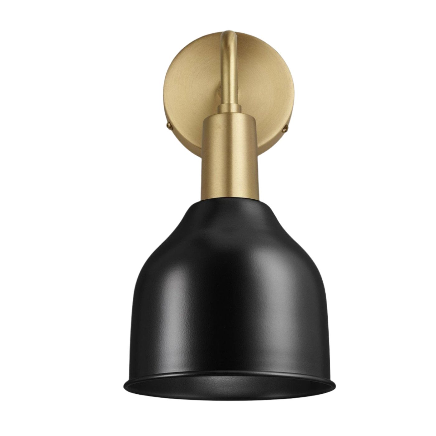 Black Sleek 7 Inch Cone Wall Light with Brass Holder Product Code SL-CWL7-BK-BH