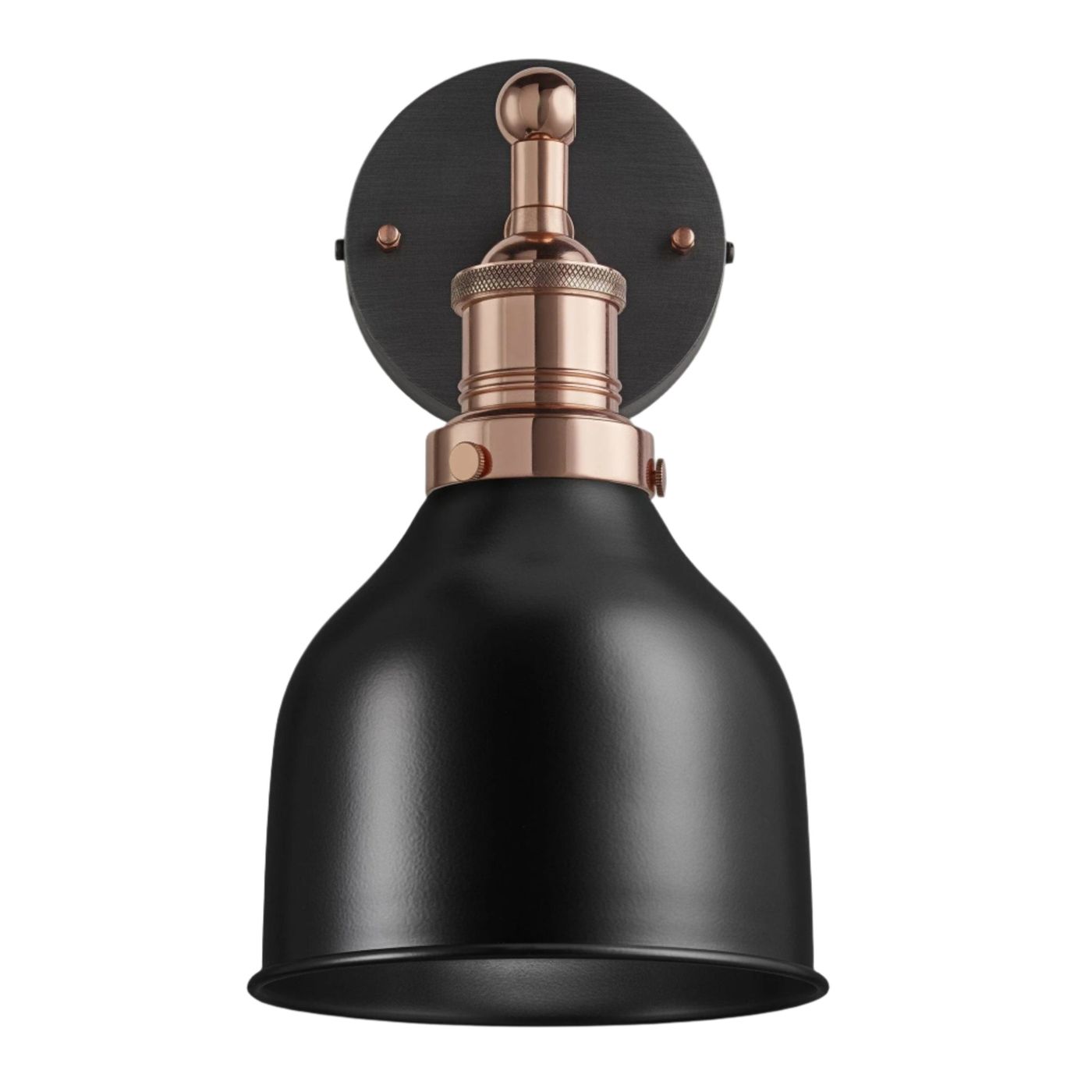 Black Brooklyn Cone Wall Light in 7 Inch with Copper Holder, Product code is BR-CWL7-BK-CH