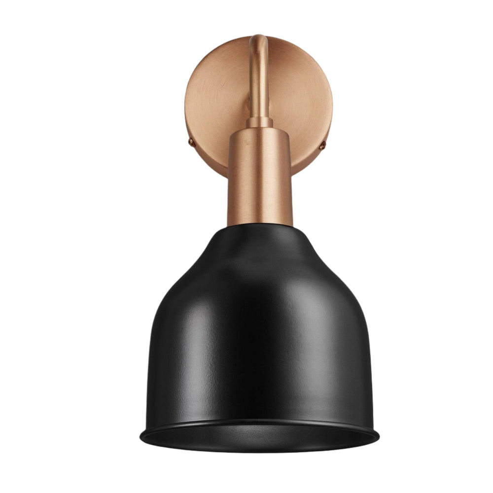 Black Sleek 7 Inch Cone Wall Light with Copper Holder Product Code SL-CWL7-BK-CH