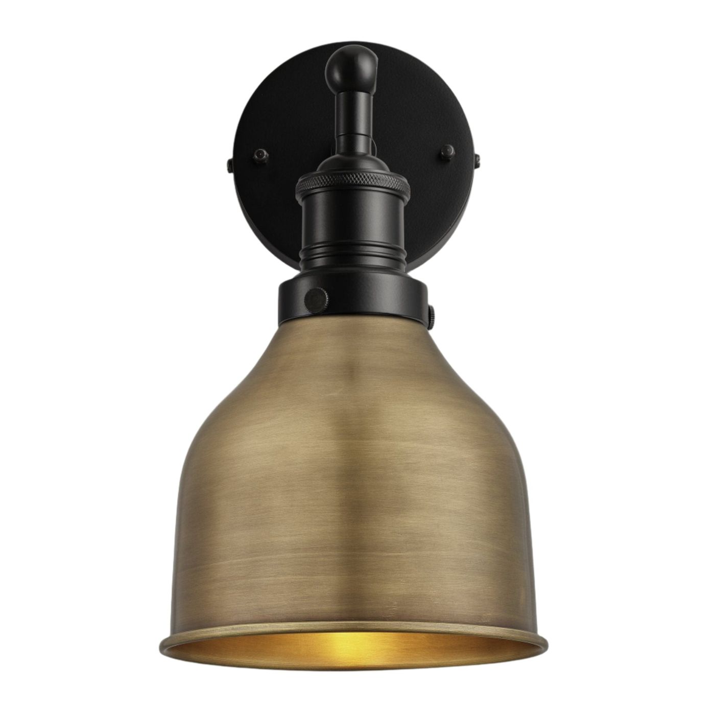 Brass Brooklyn Cone Wall Light in 7 Inch with Black Holder, Product code is BR-CWL7-B-BKH