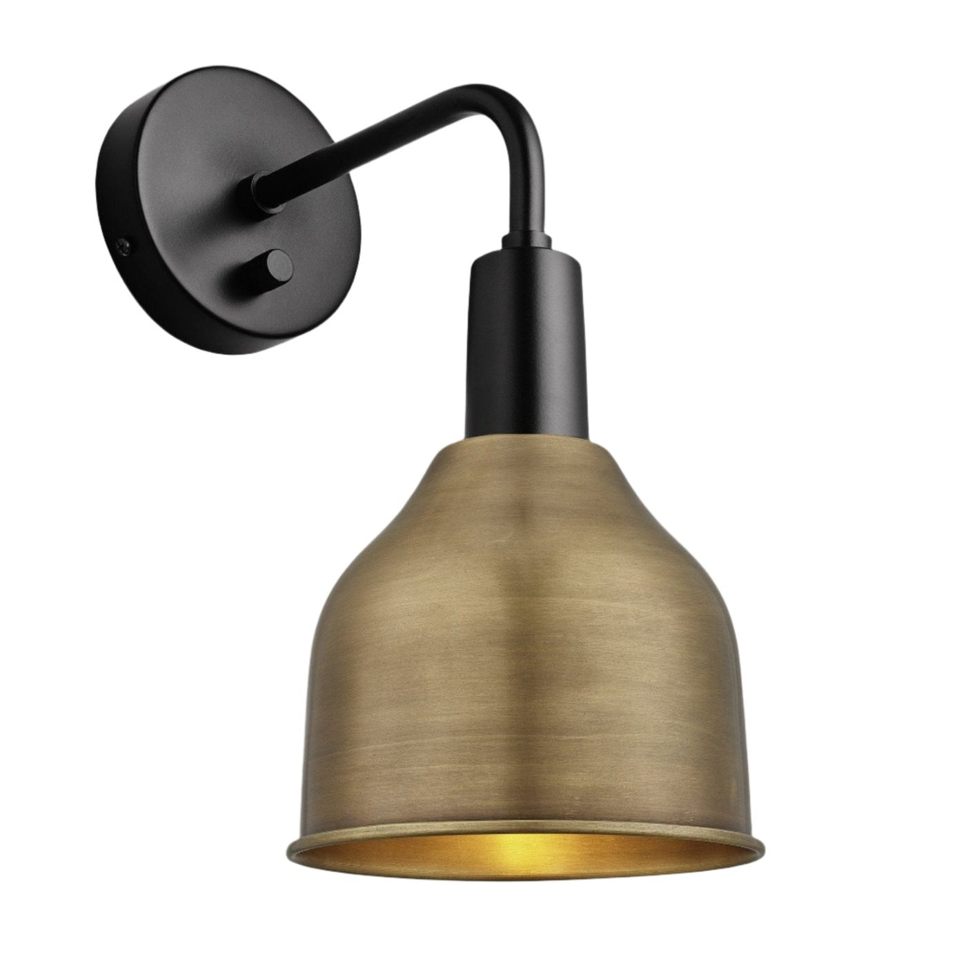 Brass Sleek 7 Inch Cone Wall Light with Black Holder Product Code SL-CWL7-B-BKH