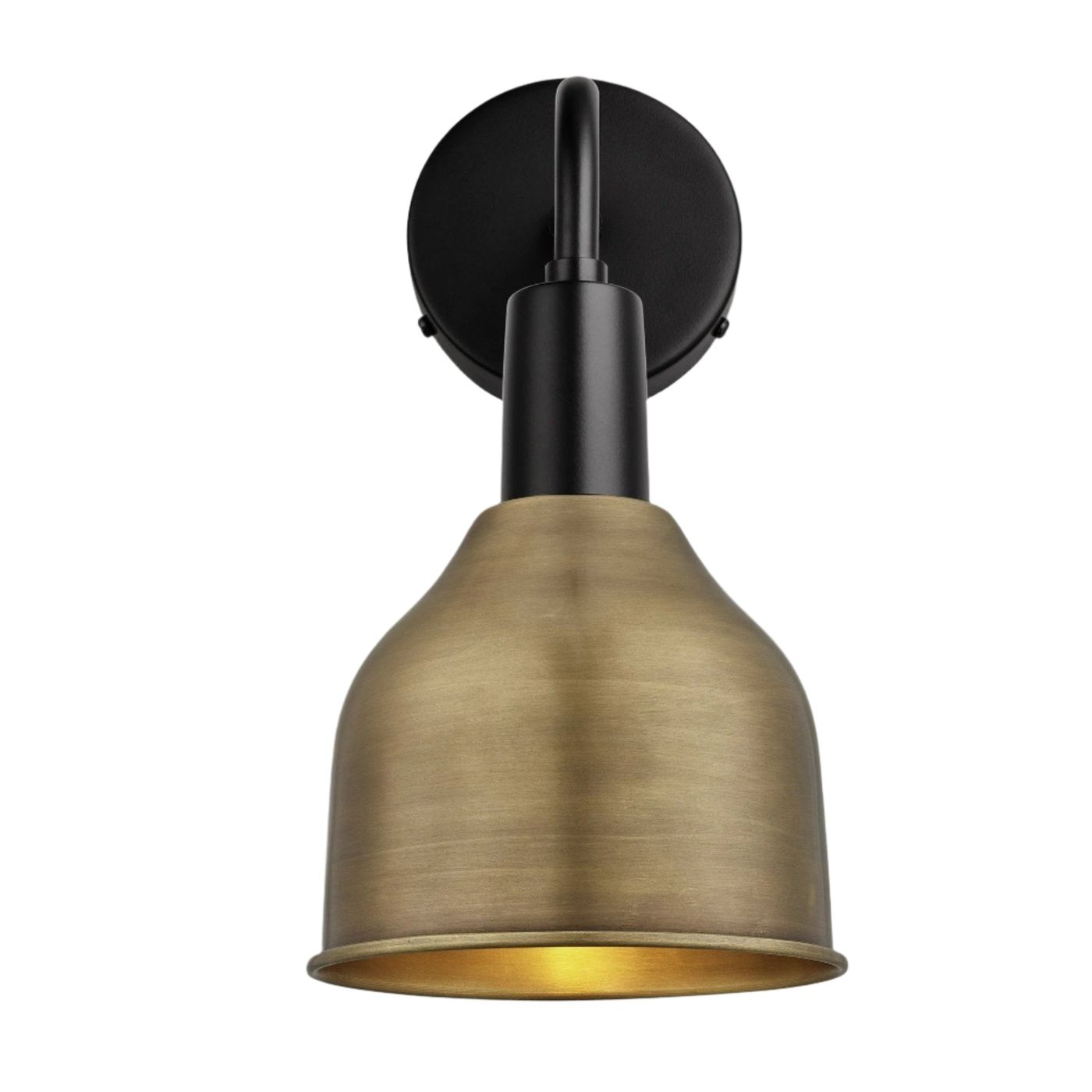 Brass Sleek 7 Inch Cone Wall Light with Black Holder Product Code SL-CWL7-B-BKH