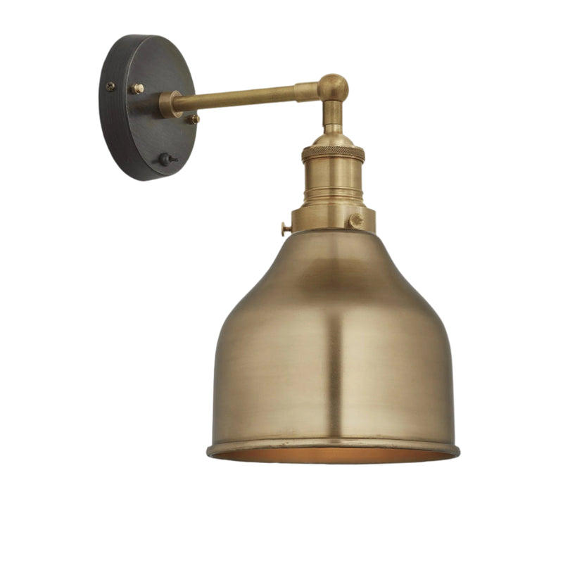 Brass Brooklyn Cone Wall Light in 7 Inch with Brass Holder, Product code is BR-CWL7-B-BH