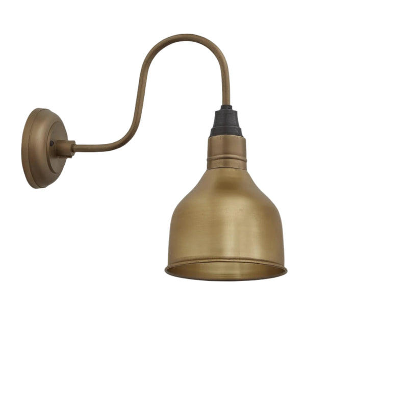 Brass Swan Neck Cone Wall Light in 7 Inch with Brass Holder, Product Code is SN-CWL7-B-BH
