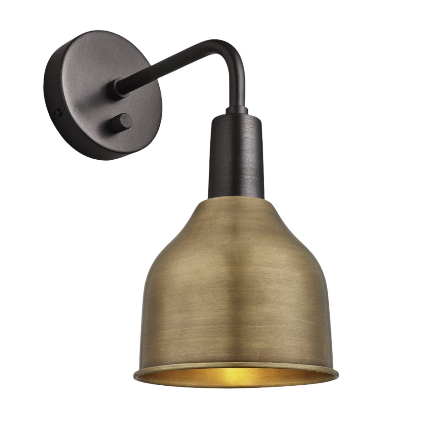 Brass Sleek 7 Inch Cone Wall Light with Pewter Holder Product Code SL-CWL7-B-PH