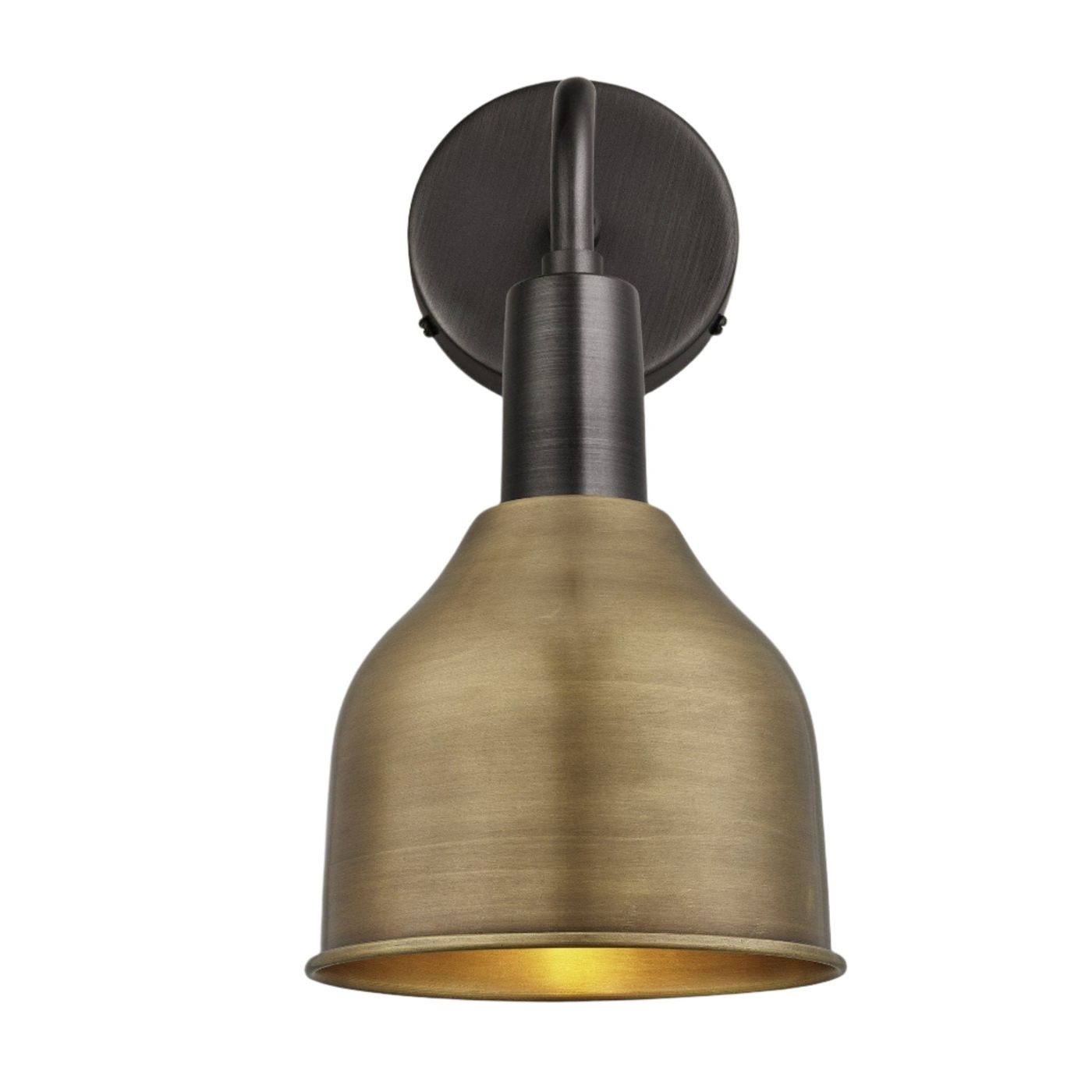 Brass Sleek 7 Inch Cone Wall Light with Pewter Holder Product Code SL-CWL7-B-PH