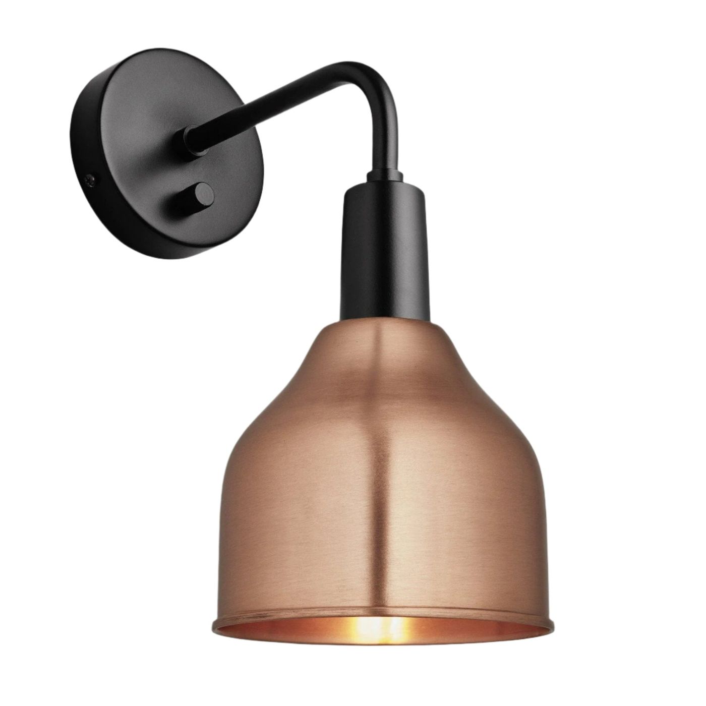Copper Sleek 7 Inch Cone Wall Light with Black Holder Product Code SL-CWL7-C-BKH