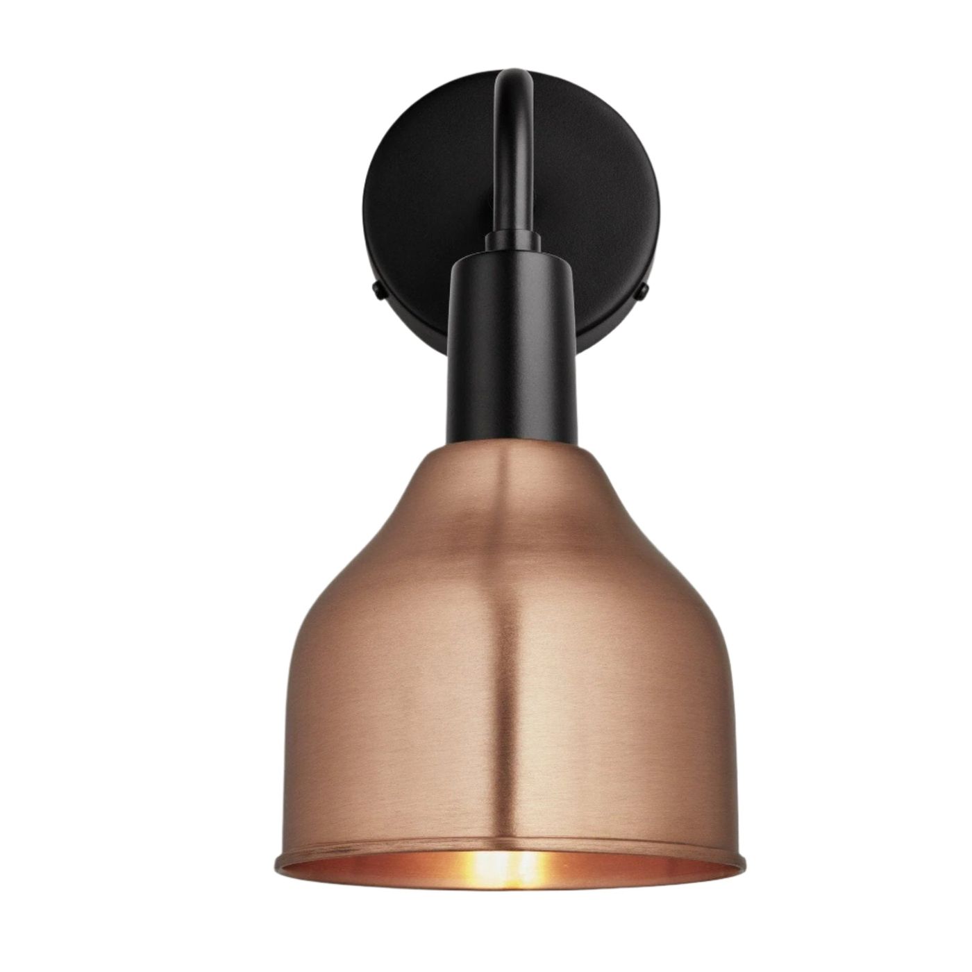 Copper Sleek 7 Inch Cone Wall Light with Black Holder Product Code SL-CWL7-C-BKH