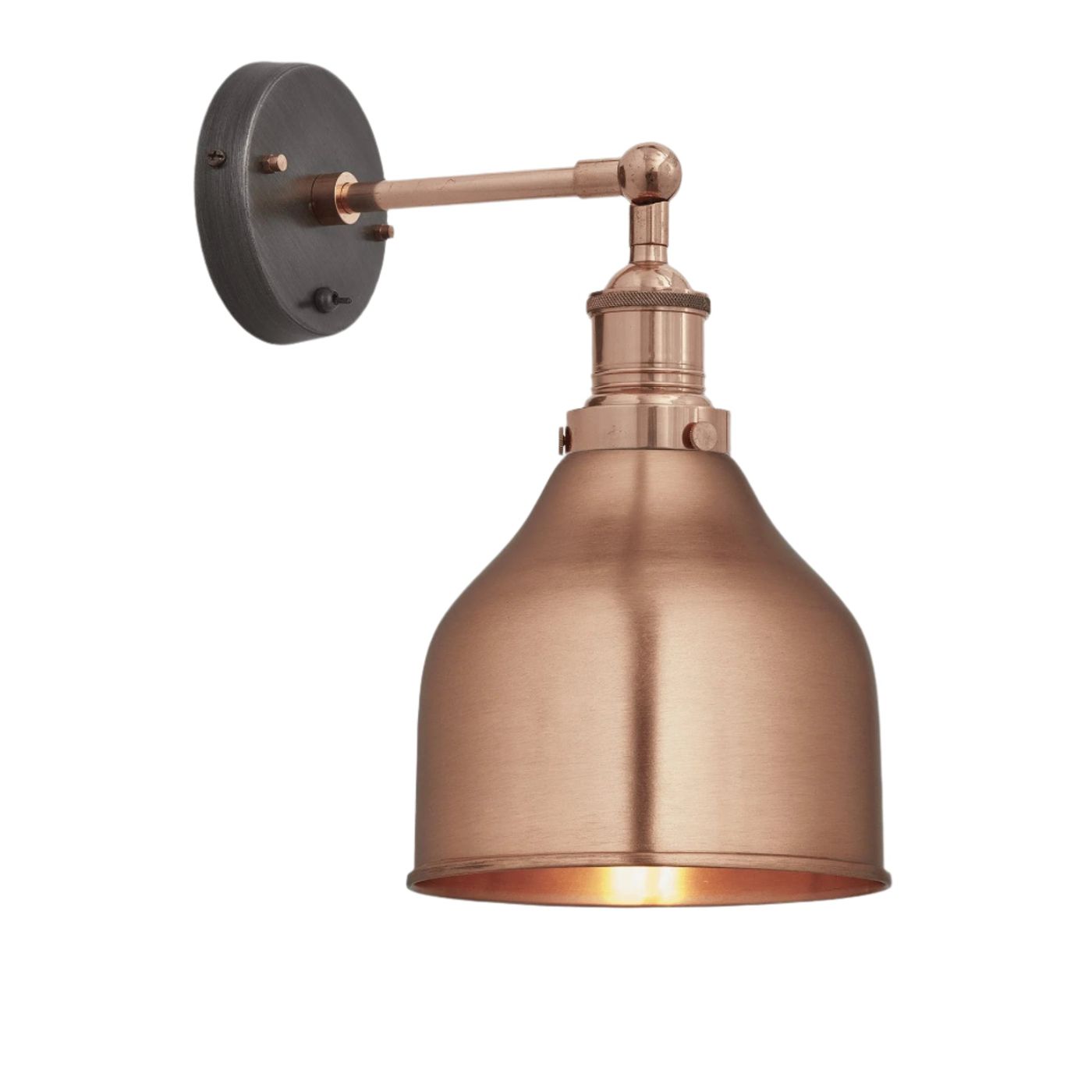 Copper Brooklyn Cone Wall Light in 7 Inch with Copper Holder, Product code is BR-CWL7-C-CH