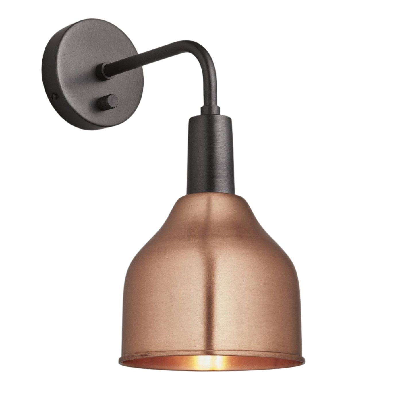 Copper Sleek 7 Inch Cone Wall Light with Pewter Holder Product Code SL-CWL7-C-PH