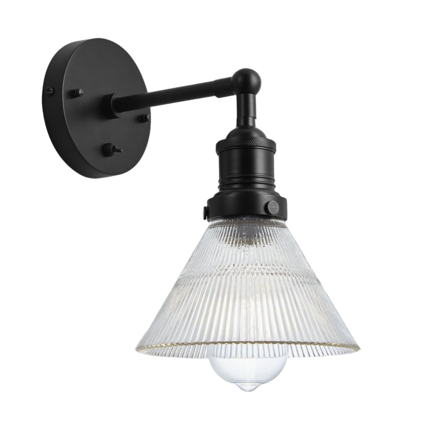 Glass Funnel with Black Holder Brooklyn Wall Light - 7 Inch BR-GLFWL7-BKH