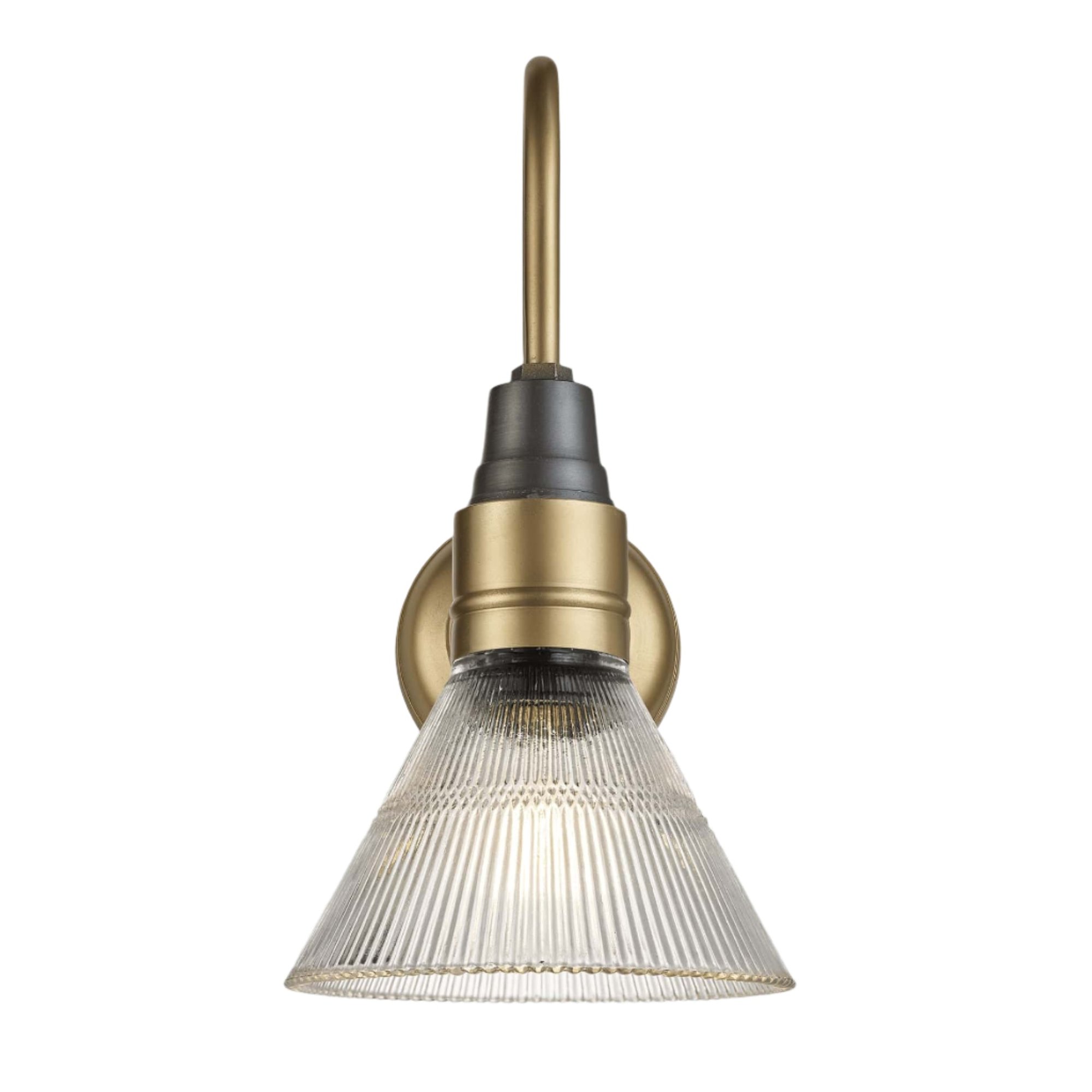 Swan Neck Glass Funnel Wall Light - 7 Inch - Brass Industville SN-GLFWL7-B
