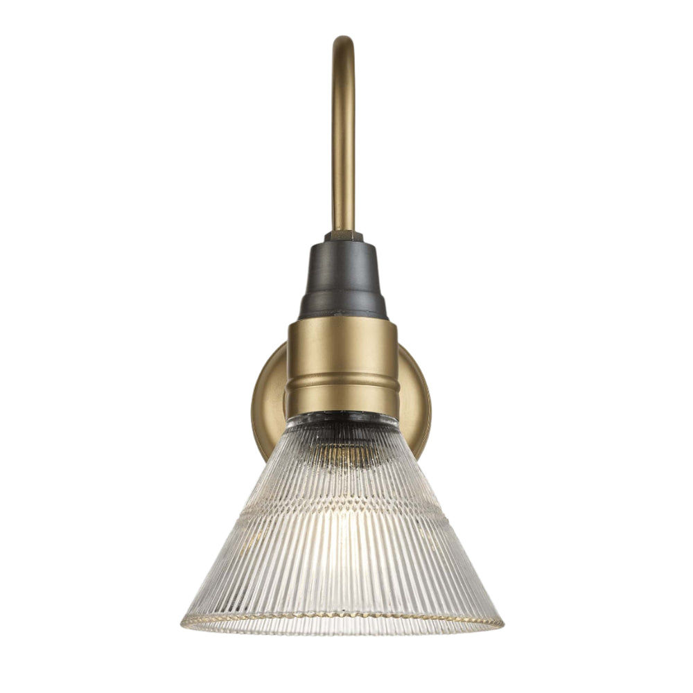 Swan Neck Glass Funnel Wall Light - 7 Inch - Brass Industville SN-GLFWL7-B