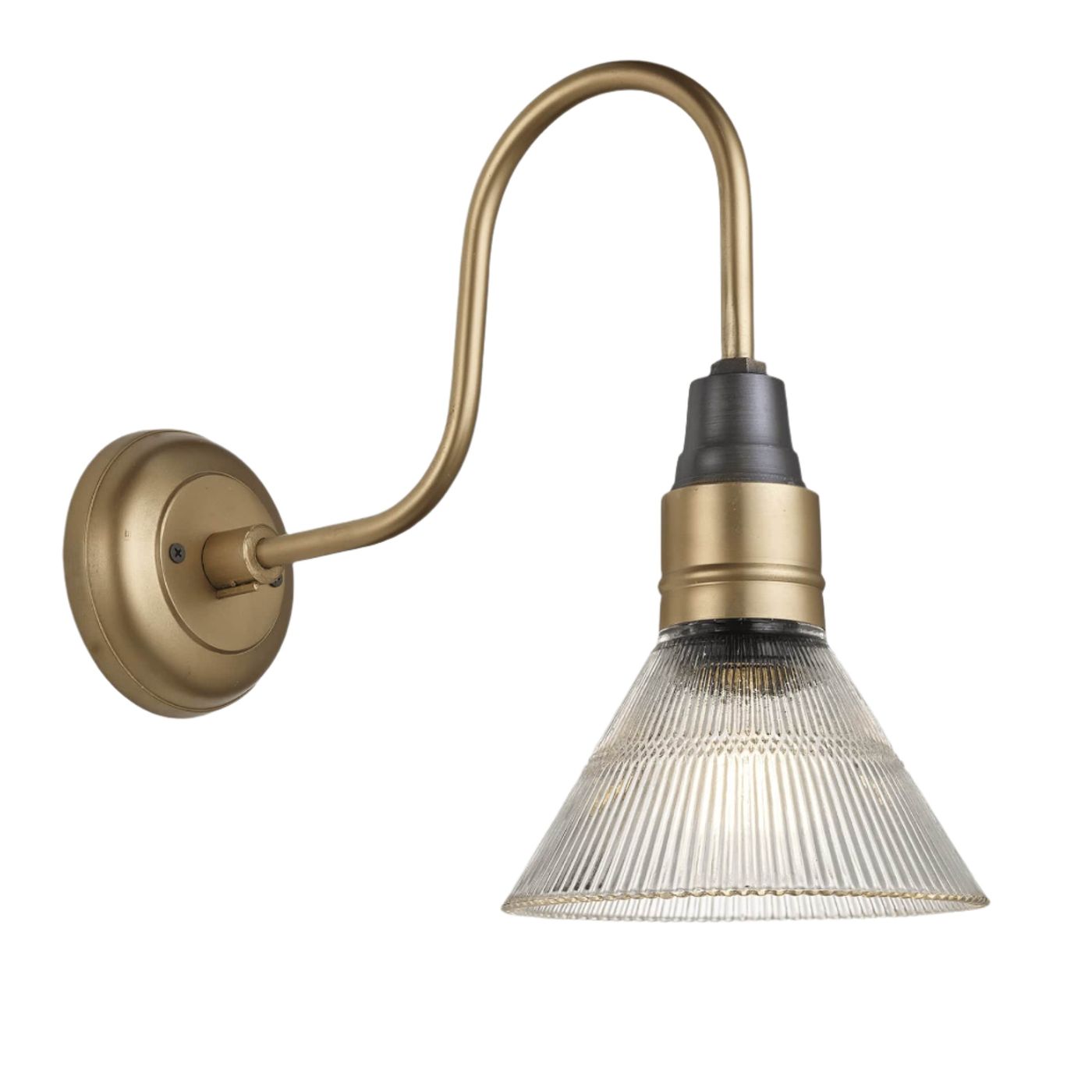 Swan Neck Glass Funnel Wall Light - 7 Inch - Brass Industville SN-GLFWL7-B