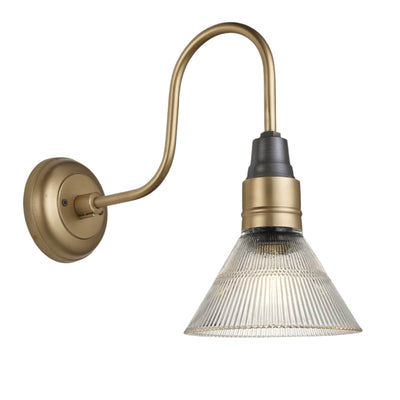 Swan Neck Glass Funnel Wall Light - 7 Inch - Brass Industville SN-GLFWL7-B