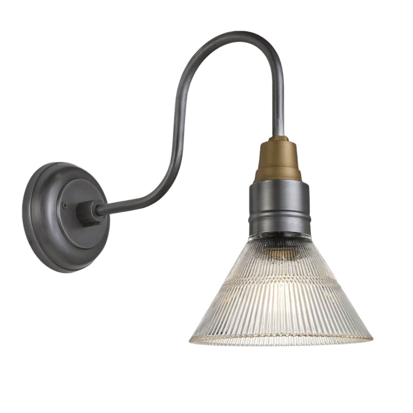 Swan Neck Glass Funnel Wall Light - 7 Inch – Pewter Industville SN-GLFWL7-P