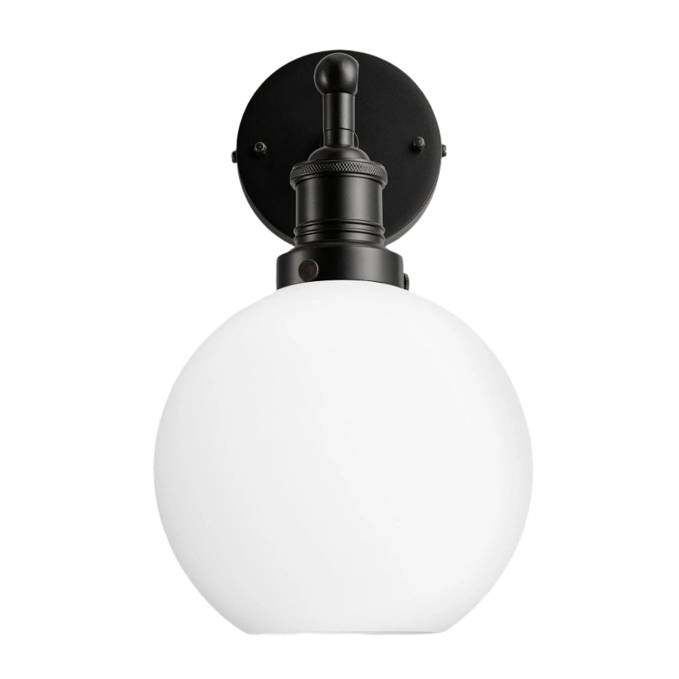Brooklyn Opal Glass Globe Wall Light - 7 Inch Industville BR-OGL-GLWL7-W-BKH