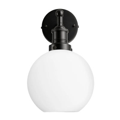Brooklyn Opal Glass Globe Wall Light - 7 Inch Industville BR-OGL-GLWL7-W-BKH