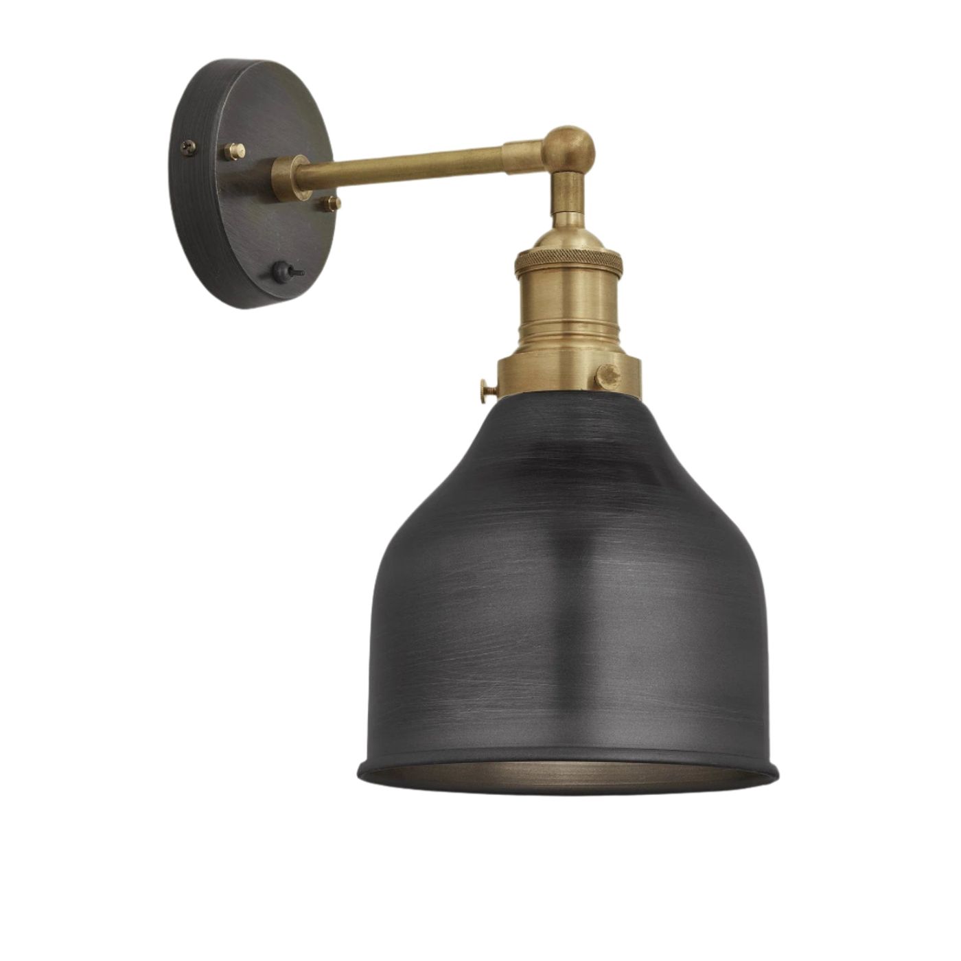 Pewter Brooklyn Cone Wall Light in 7 Inch with Pewter Holder, Product code is BR-CWL7-P-BH