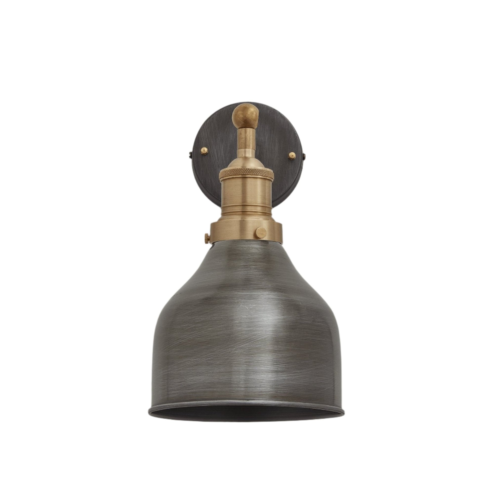 Pewter Brooklyn Cone Wall Light in 7 Inch with Pewter Holder, Product code is BR-CWL7-P-BH