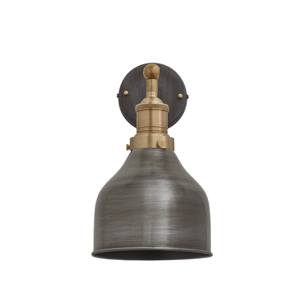 Pewter Brooklyn Cone Wall Light in 7 Inch with Pewter Holder, Product code is BR-CWL7-P-BH
