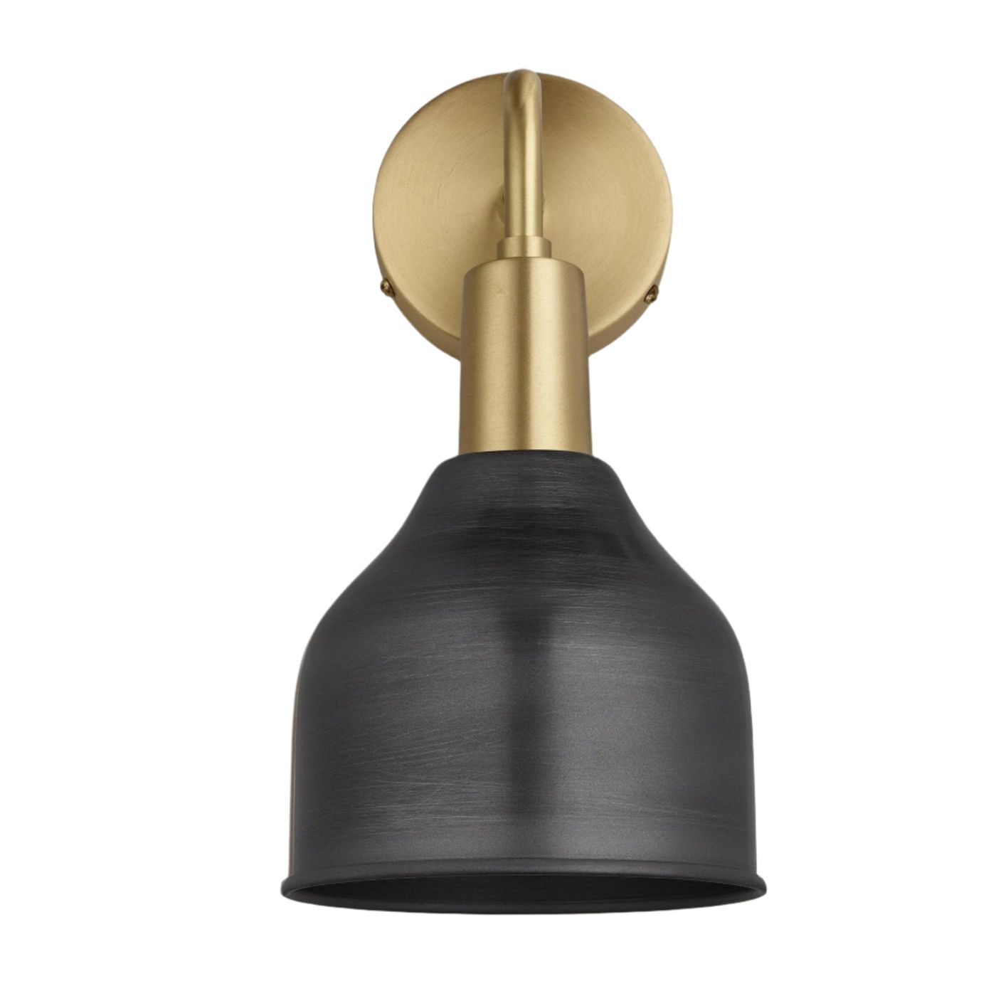 Pewter Sleek 7 Inch Cone Wall Light with Brass Holder Product Code SL-CWL7-P-BH
