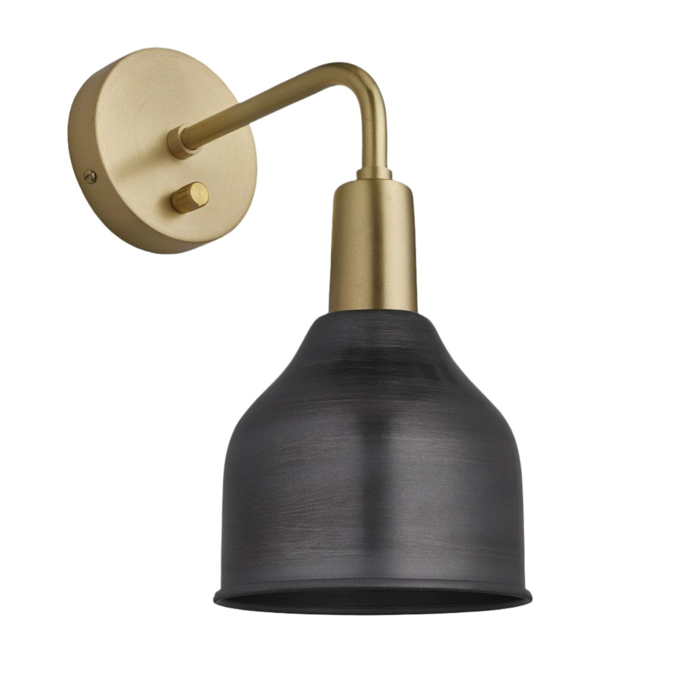 Pewter Sleek 7 Inch Cone Wall Light with Brass Holder Product Code SL-CWL7-P-BH