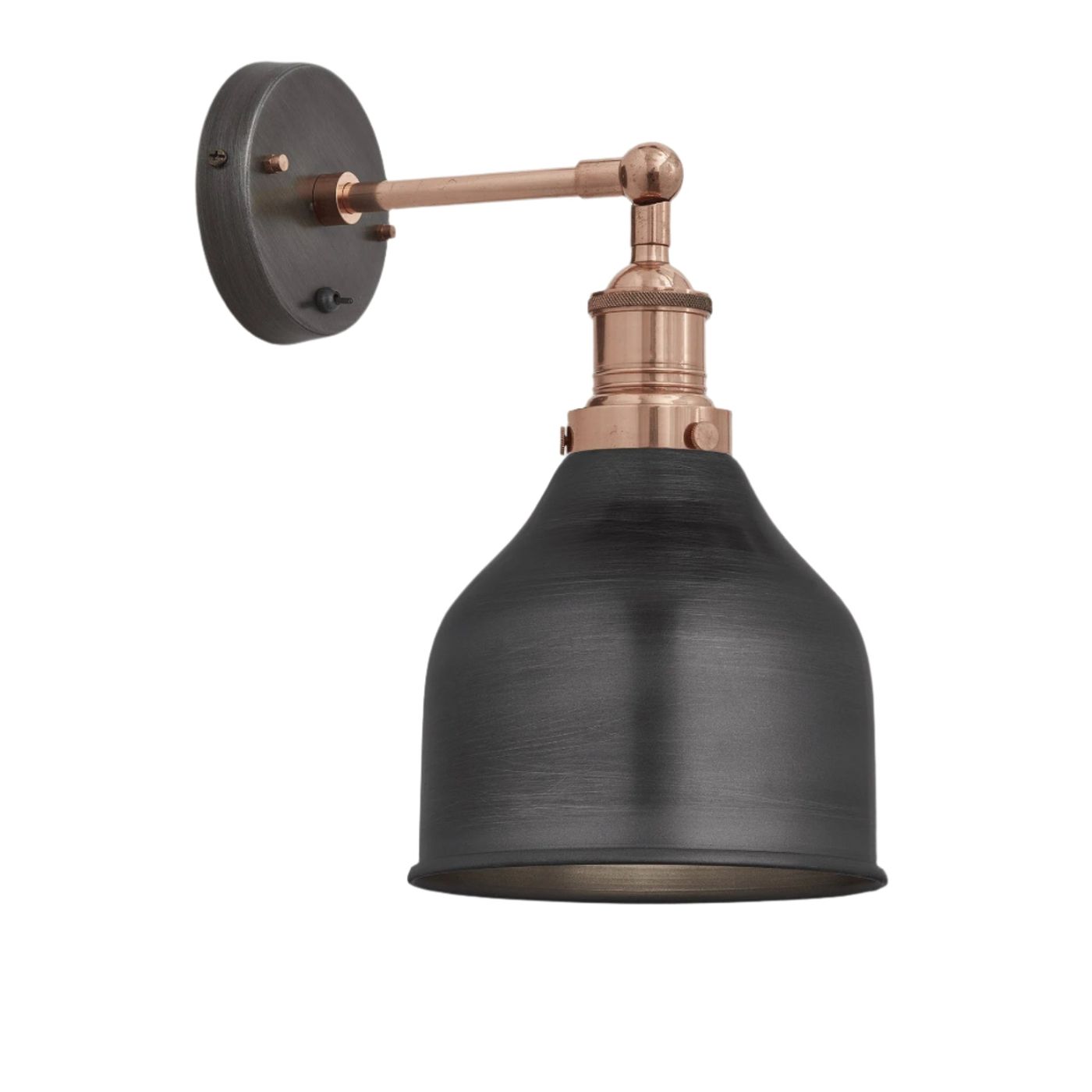 Pewter Brooklyn Cone Wall Light in 7 Inch with Pewter Holder, Product code is BR-CWL7-P-CH