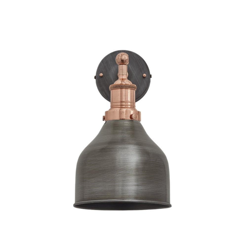 Pewter Brooklyn Cone Wall Light in 7 Inch with Pewter Holder, Product code is BR-CWL7-P-CH