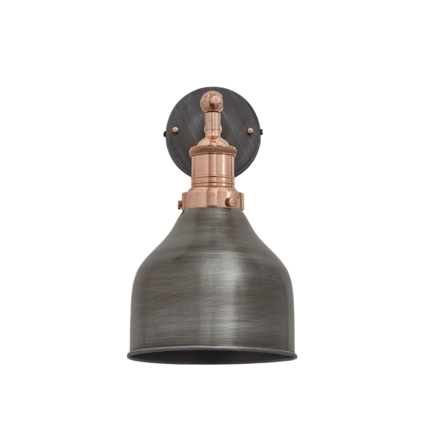 Pewter Brooklyn Cone Wall Light in 7 Inch with Pewter Holder, Product code is BR-CWL7-P-CH