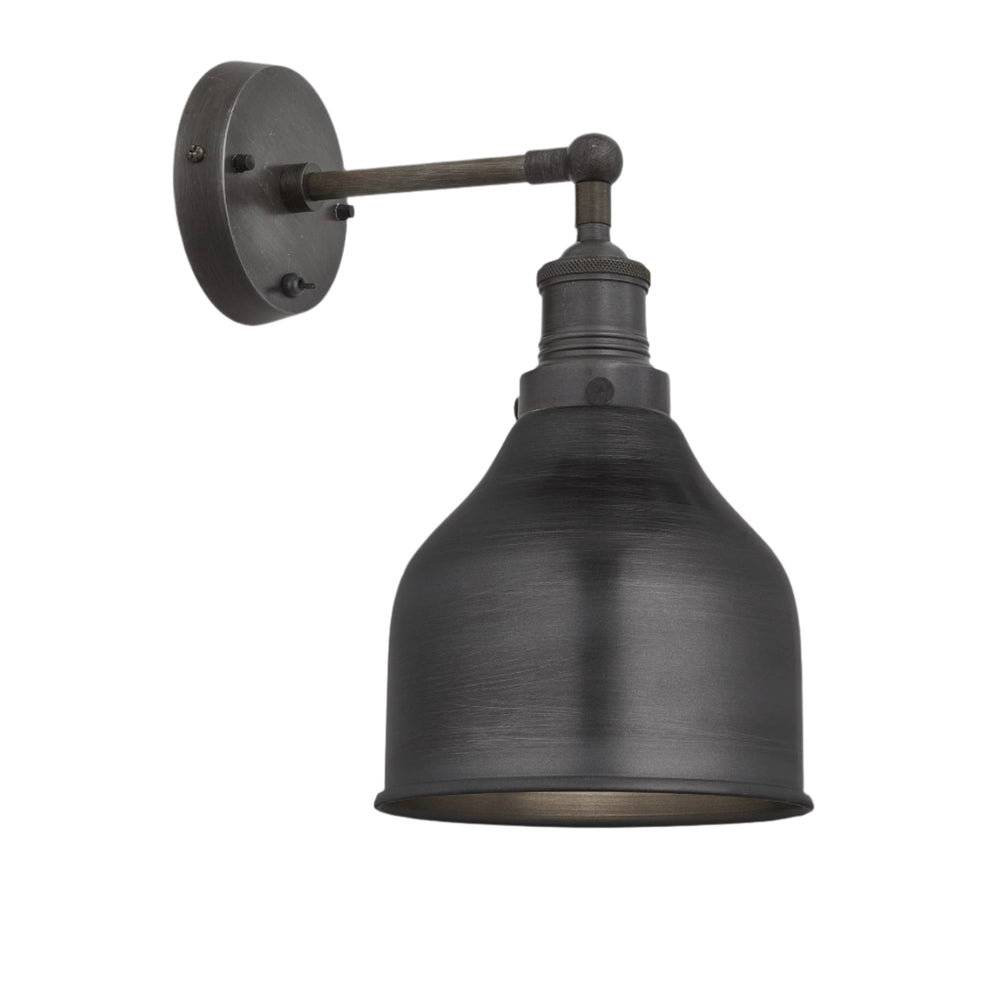 Pewter Brooklyn Cone Wall Light in 7 Inch with Pewter Holder, Product code is BR-CWL7-P-PH
