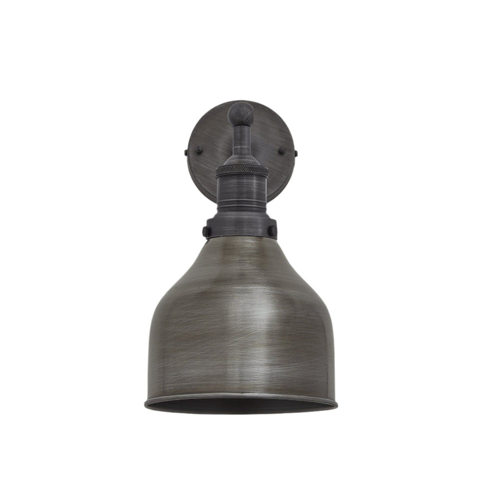 Pewter Brooklyn Cone Wall Light in 7 Inch with Pewter Holder, Product code is BR-CWL7-P-PH