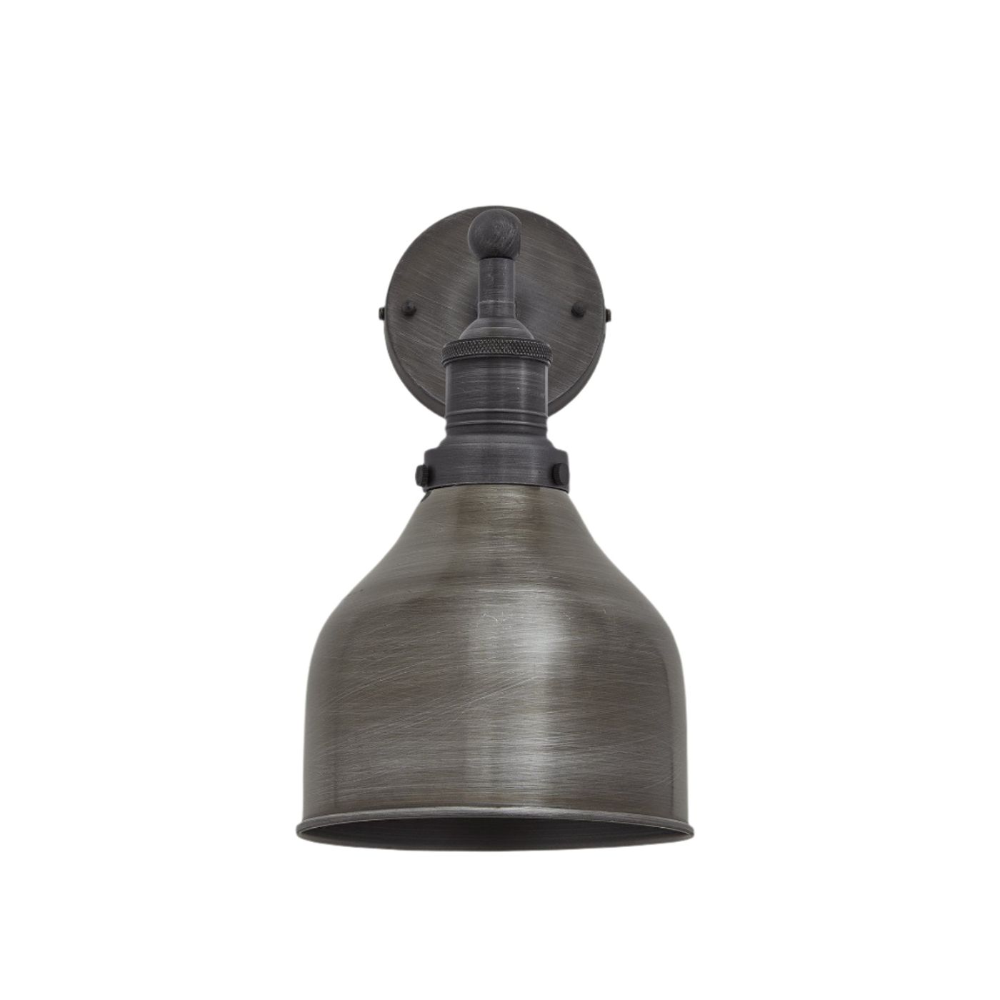 Pewter Brooklyn Cone Wall Light in 7 Inch with Pewter Holder, Product code is BR-CWL7-P-PH