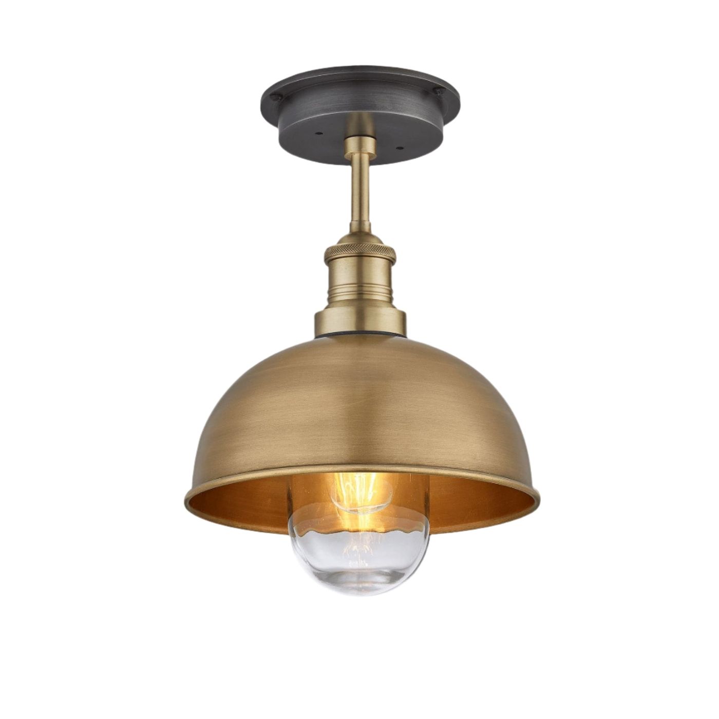 Brass with Brass Holder Brooklyn Outdoor & Bathroom Dome Flush Mount - 8 Inch - BR-IP65-DFM8-B-BH