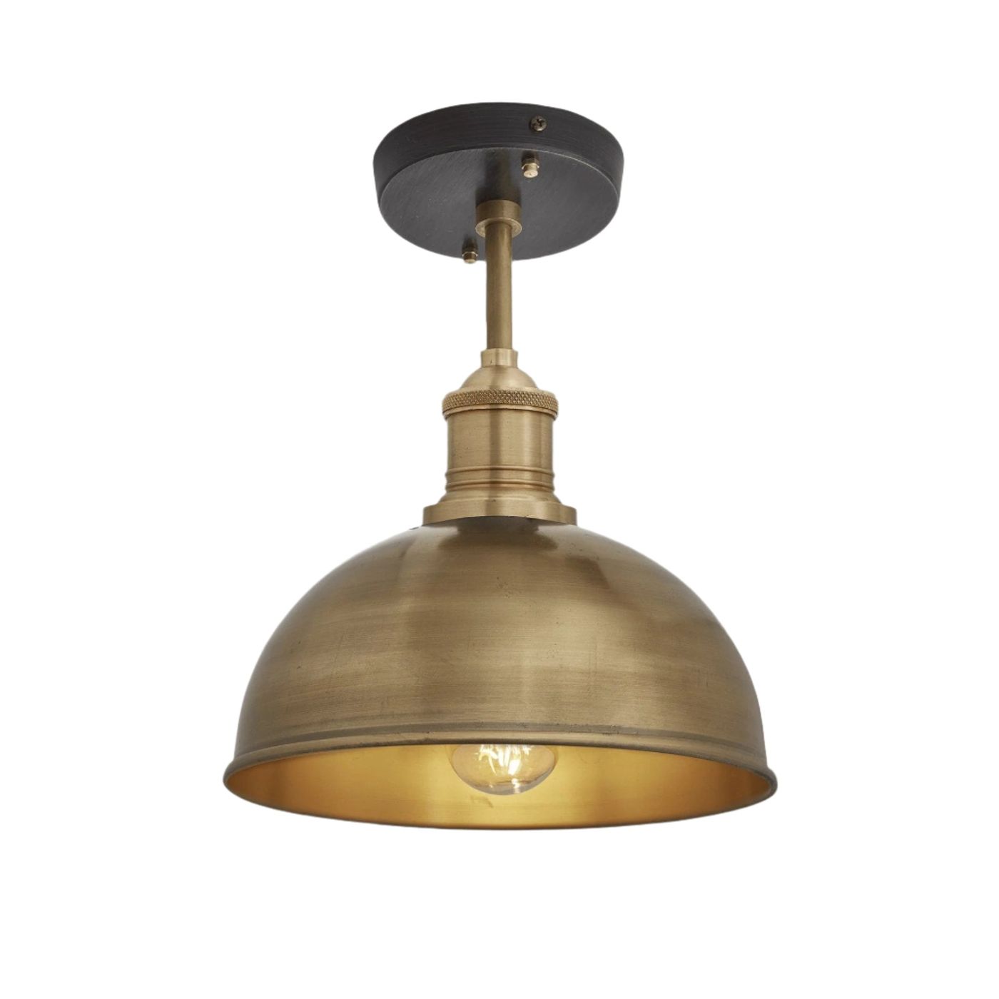 Brass with Brass Holder Brooklyn Dome Flush Mount - 8 Inch - Industville BR-DFM8-B-BH