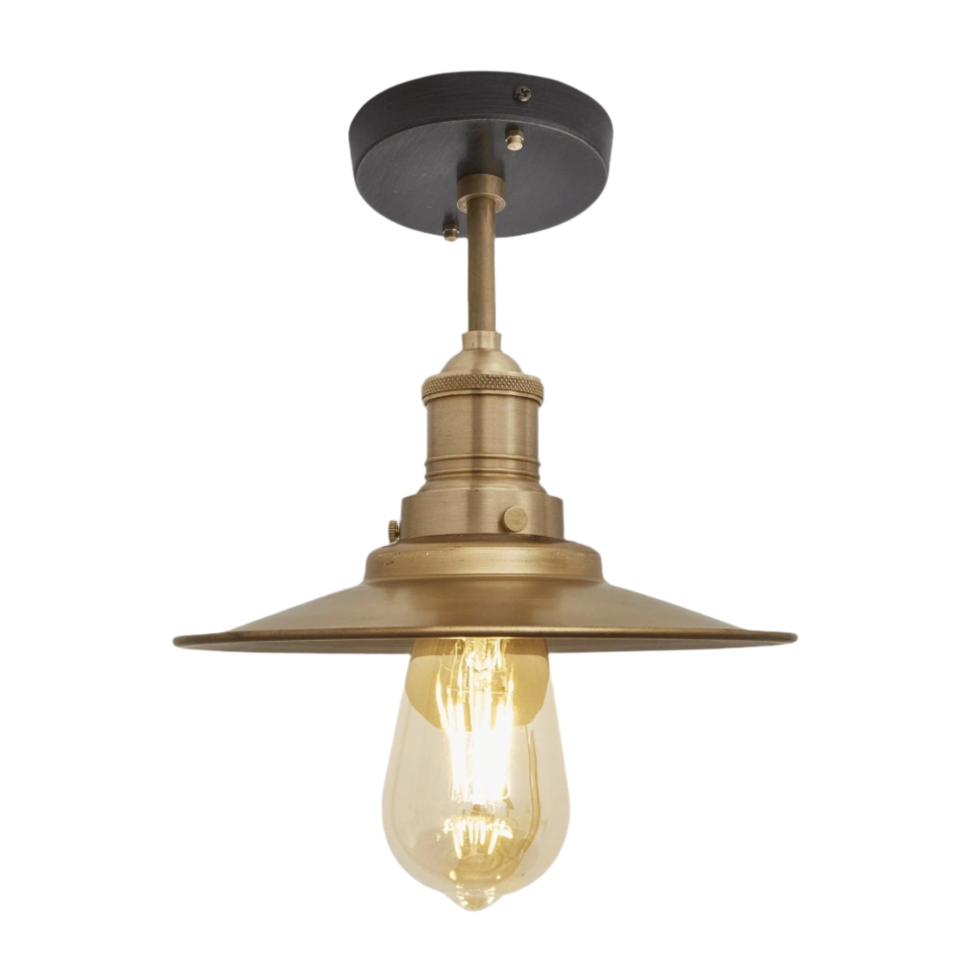 Brass with Brass Holder Brooklyn Flat Flush Mount - 8 Inch - Industville BR-FFM8-B-BH