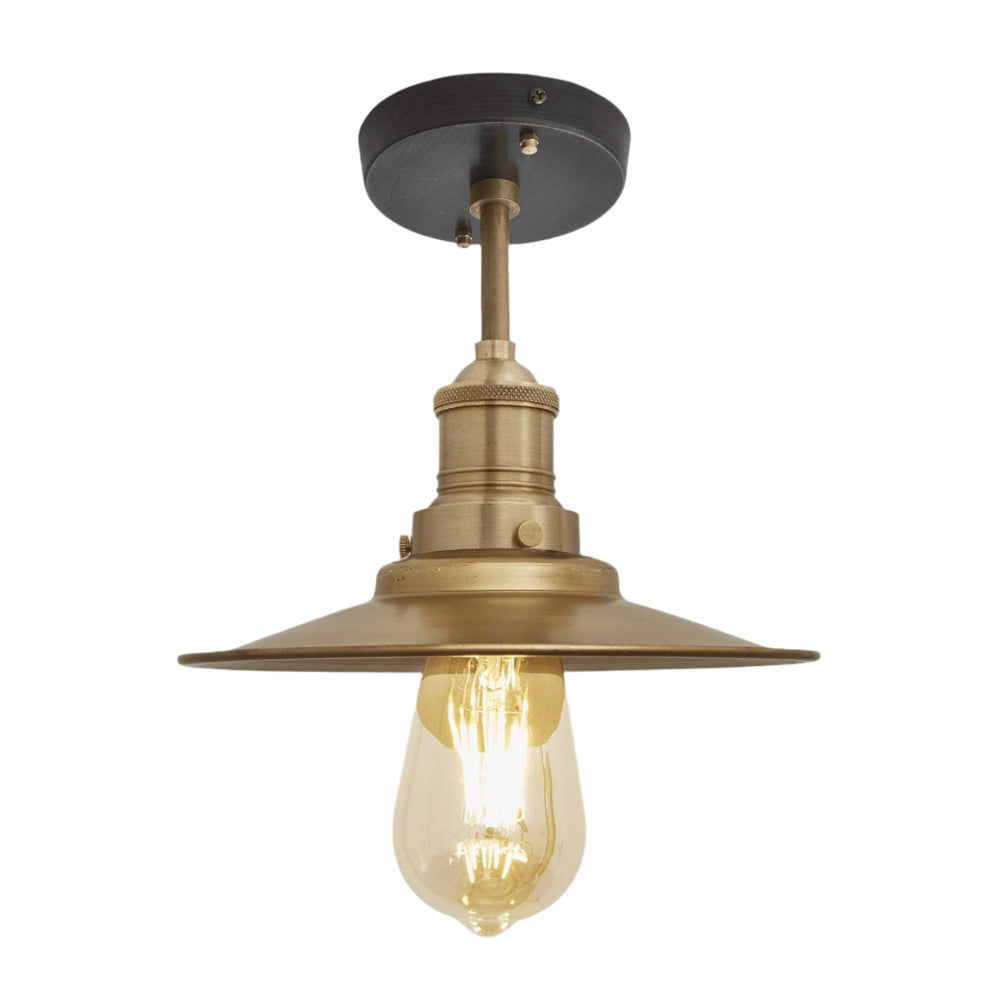 Brass with Brass Holder Brooklyn Flat Flush Mount - 8 Inch - Industville BR-FFM8-B-BH