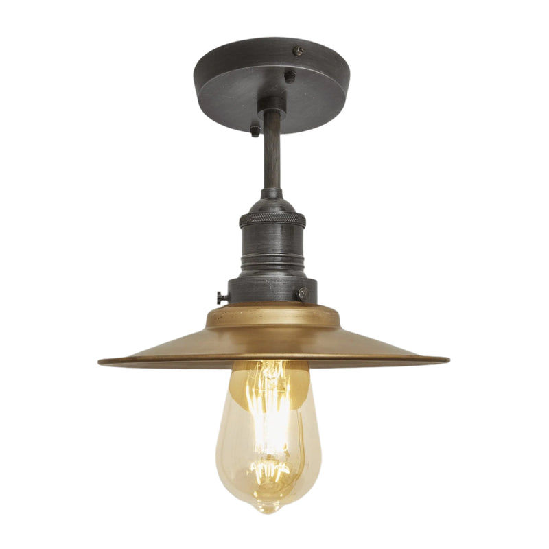 Brass with Pewter Holder Brooklyn Flat Flush Mount - 8 Inch - Industville BR-FFM8-B-PH