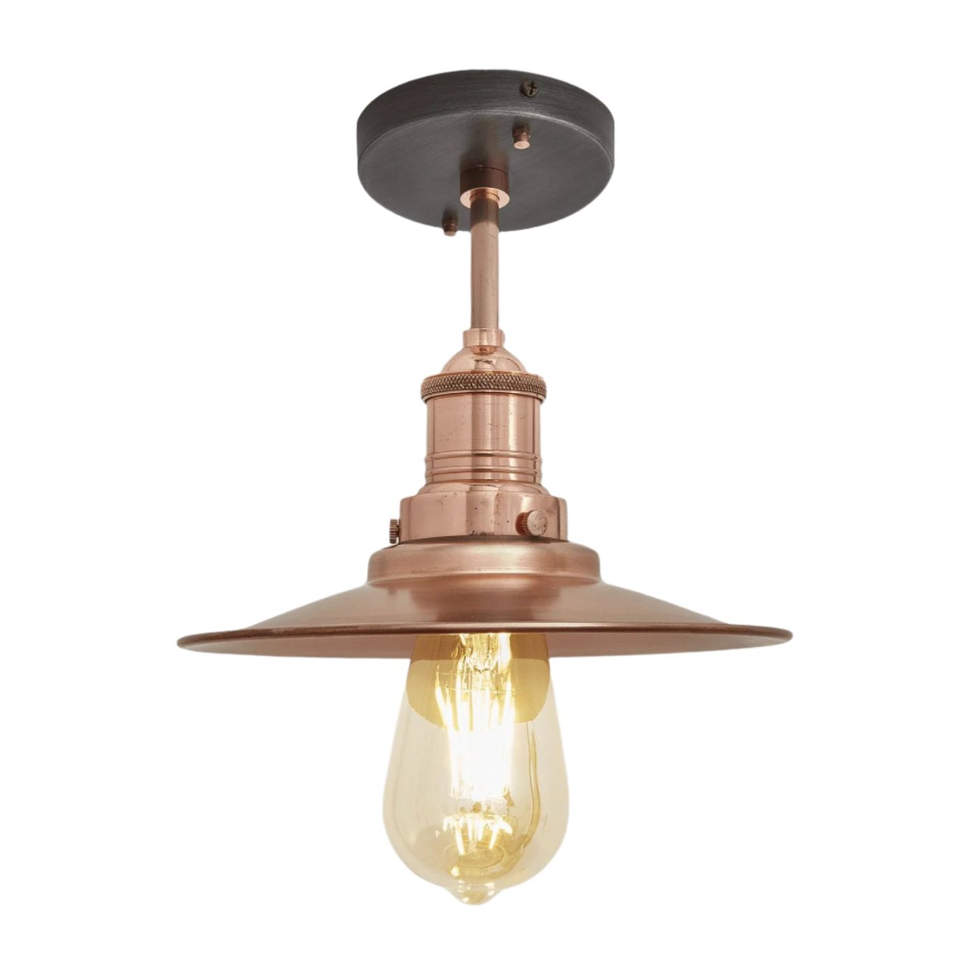 Copper with Copper Holder Brooklyn Flat Flush Mount - 8 Inch - Industville BR-FFM8-C-CH