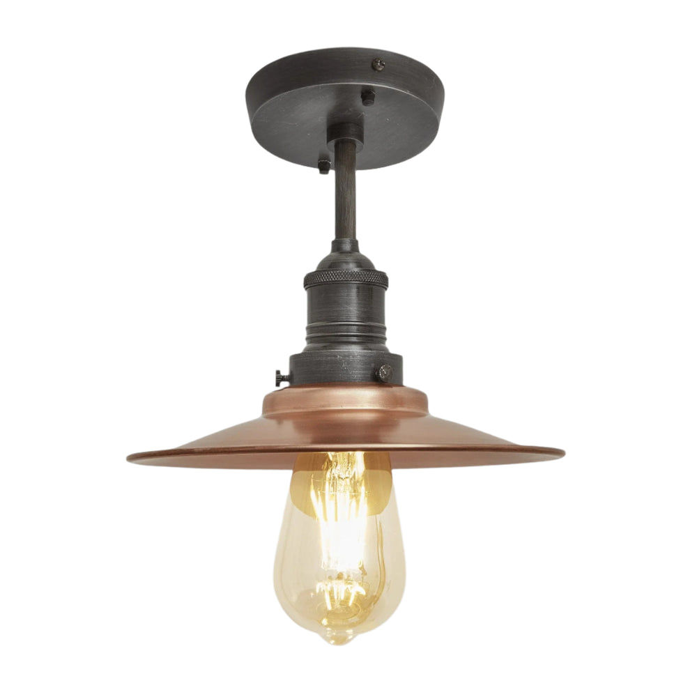 Copper with Pewter Holder Brooklyn Flat Flush Mount - 8 Inch - Industville BR-FFM8-C-PH