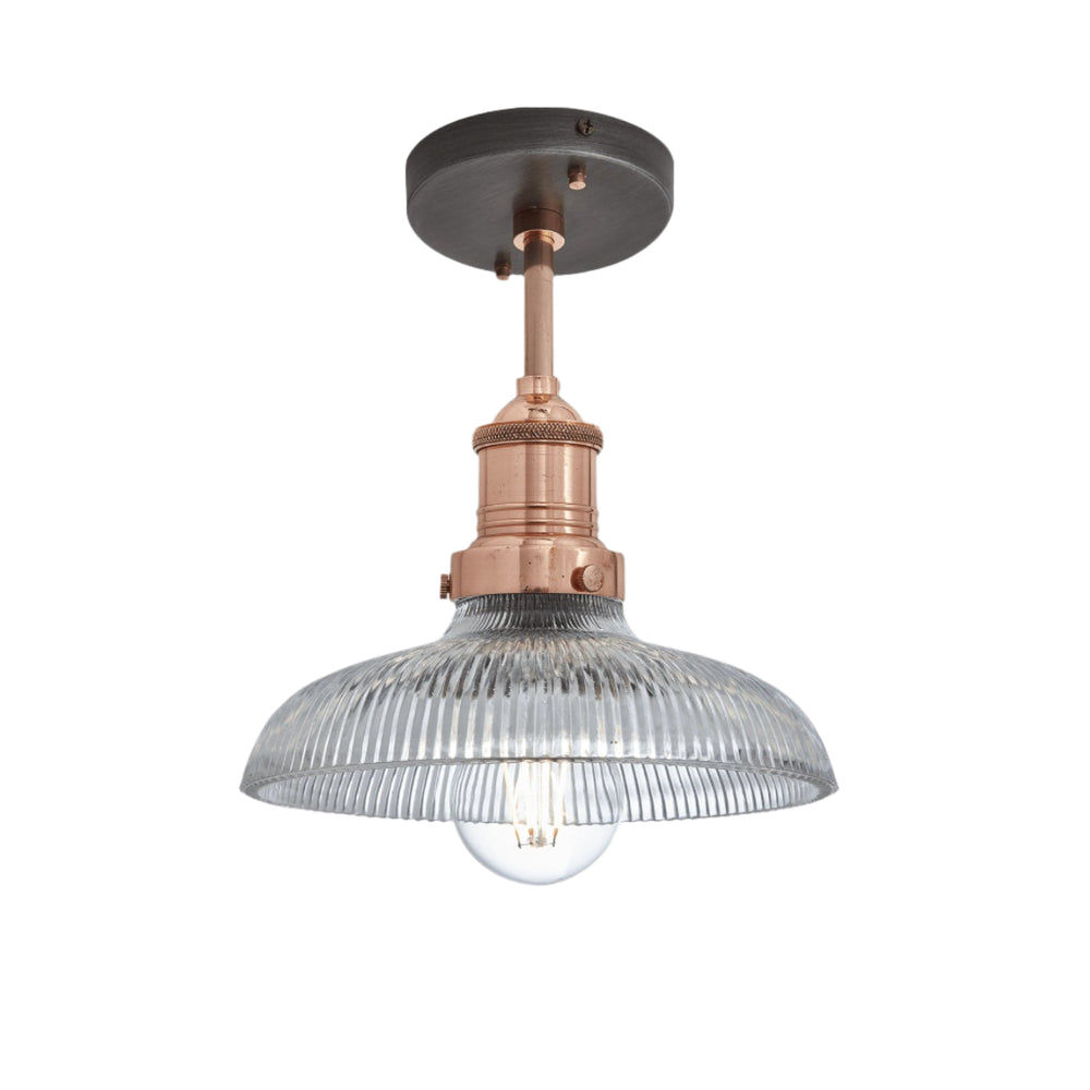 Brooklyn Glass Dome Flush Mount in 8 Inch with Copper Holder, Product Code BR-GLDFM8-CH