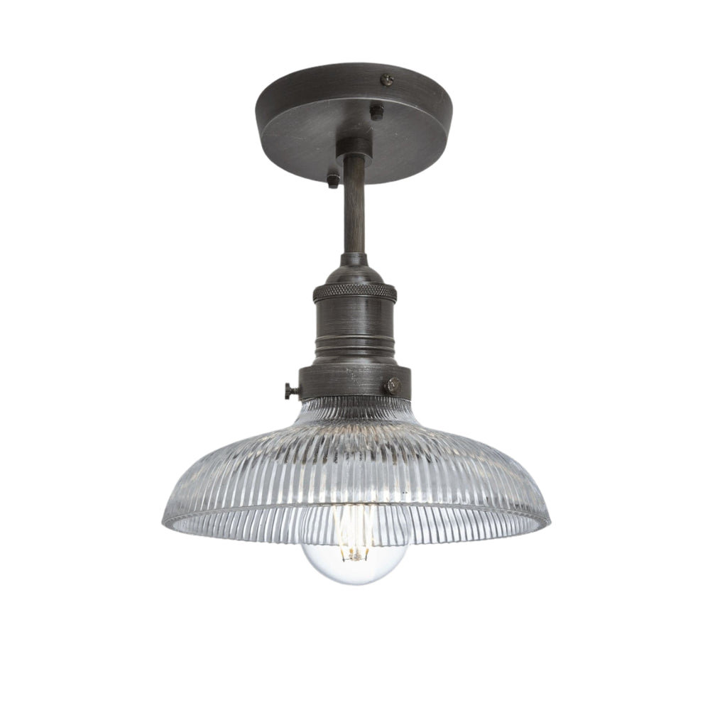 Brooklyn Glass Dome Flush Mount in 8 Inch with Pewter Holder, Product Code BR-GLDFM8-PH