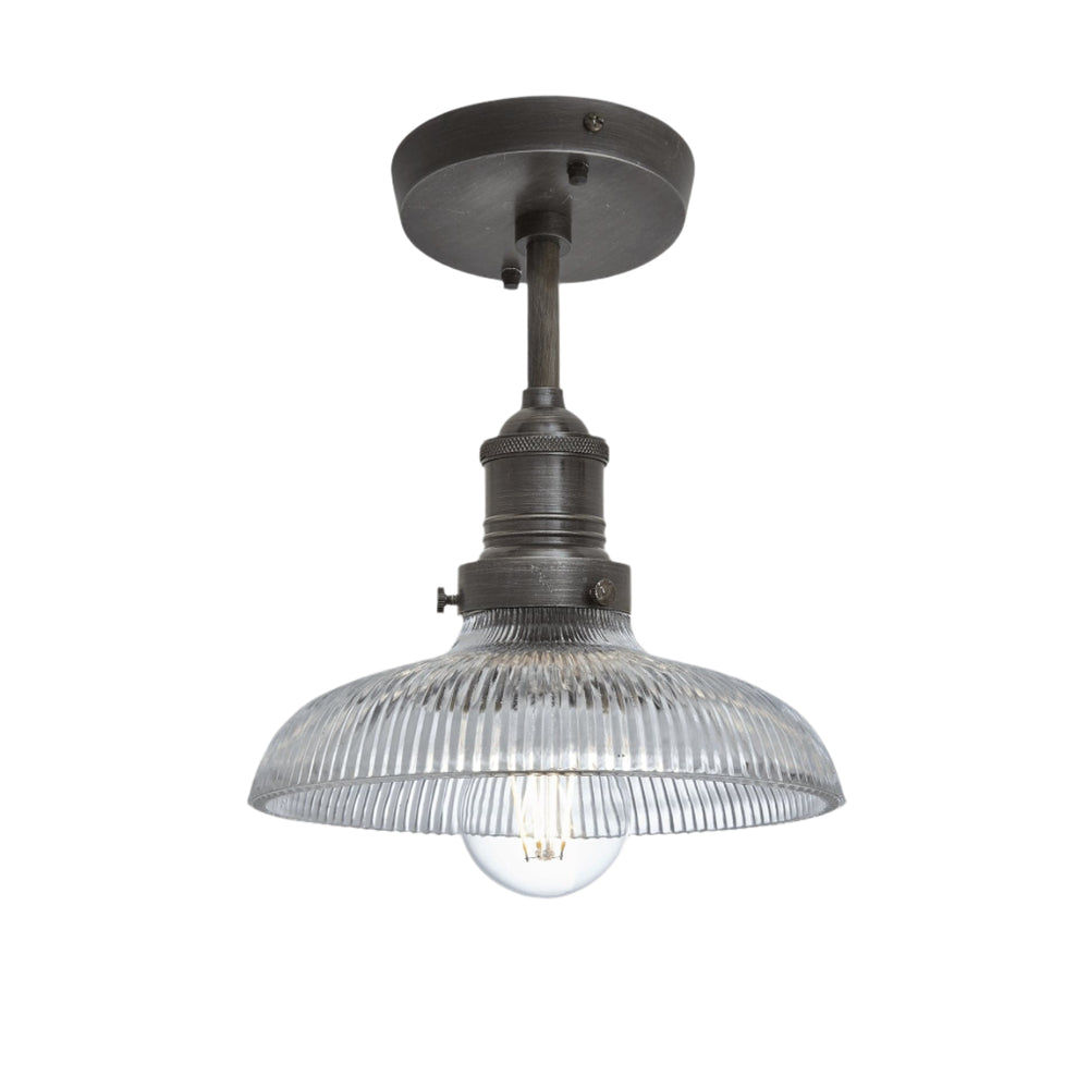 Brooklyn Glass Dome Flush Mount in 8 Inch with Pewter Holder, Product Code BR-GLDFM8-PH