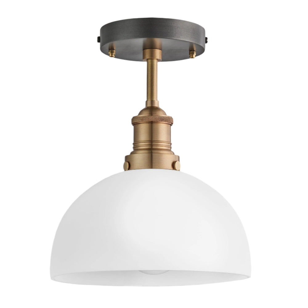 Brooklyn Opal Glass Dome Flush Mount Light - 8 Inch Industville BR-OGL-DFM8-W-BH