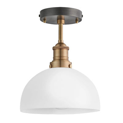Brooklyn Opal Glass Dome Flush Mount Light in 8 Inch with Brass Holder, Product Code BR-OGL-DFM8-W-BH