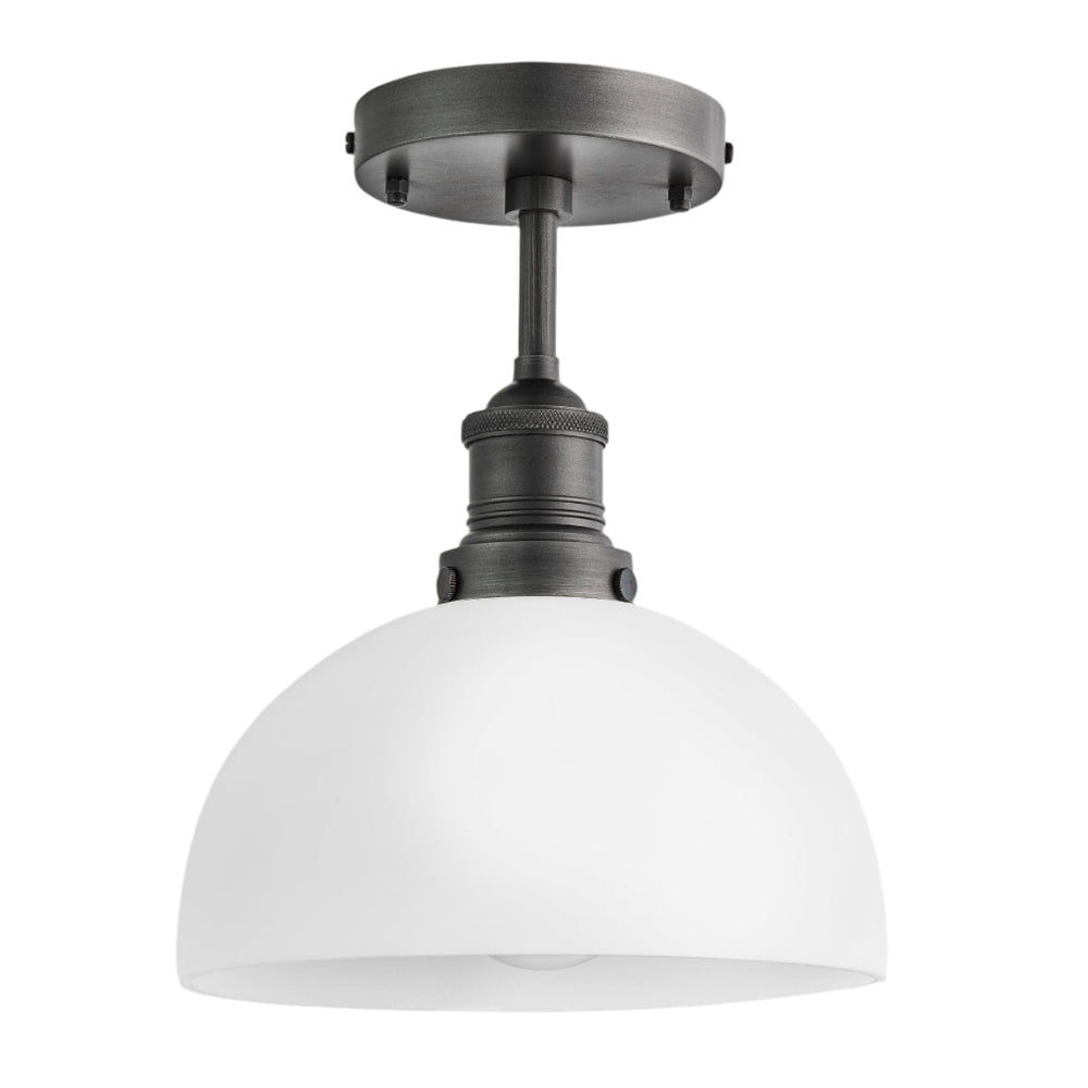 Brooklyn Opal Glass Dome Flush Mount Light - 8 Inch Industville BR-OGL-DFM8-W-PH