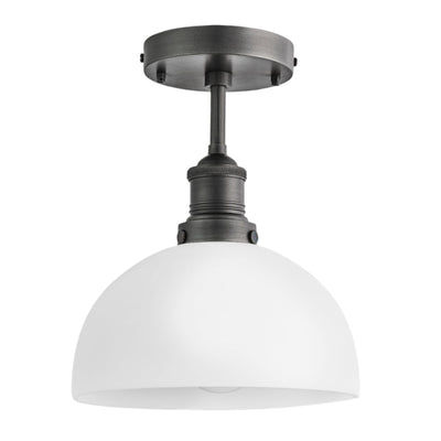Brooklyn Opal Glass Dome Flush Mount Light - 8 Inch Industville BR-OGL-DFM8-W-PH