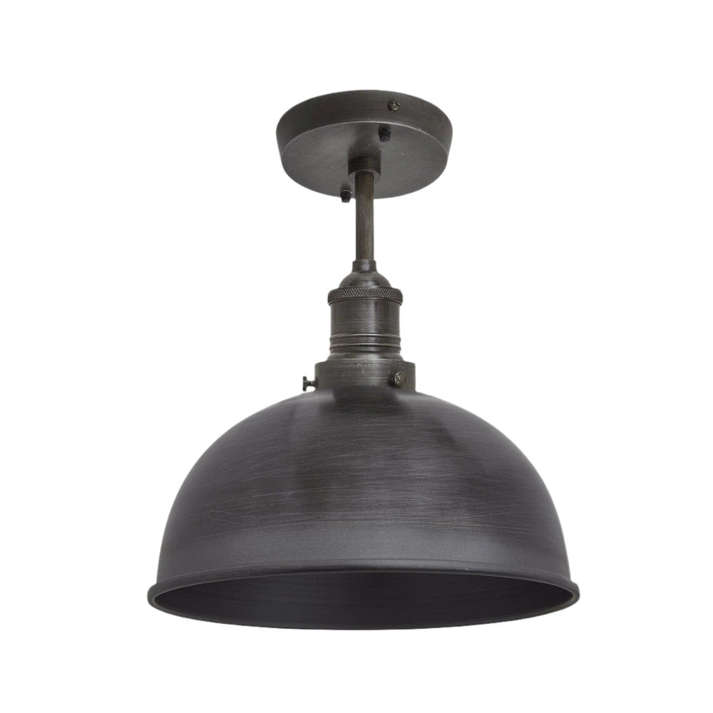 Pewter with Pewter Holder Brooklyn Dome Flush Mount - 8 Inch - Industville BR-DFM8-P-PH